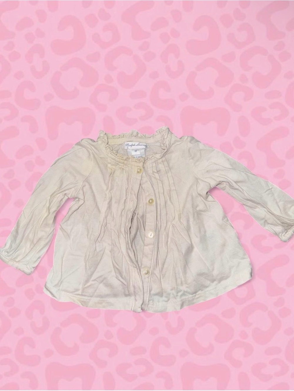 Ralph Lauren Cream Ruffle-Trim Button Front Shirt